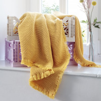 Biederlack Fransendecke - Waffle Yellow