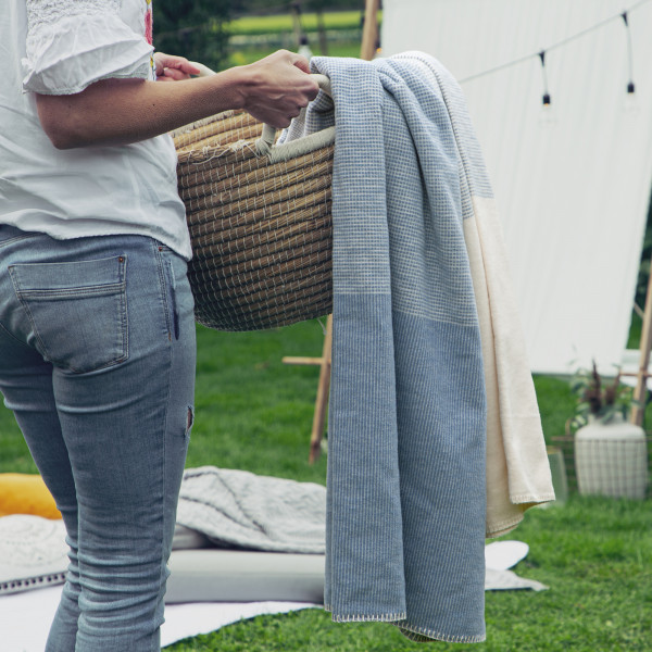 Ibena cotton blanket - Salerno blue