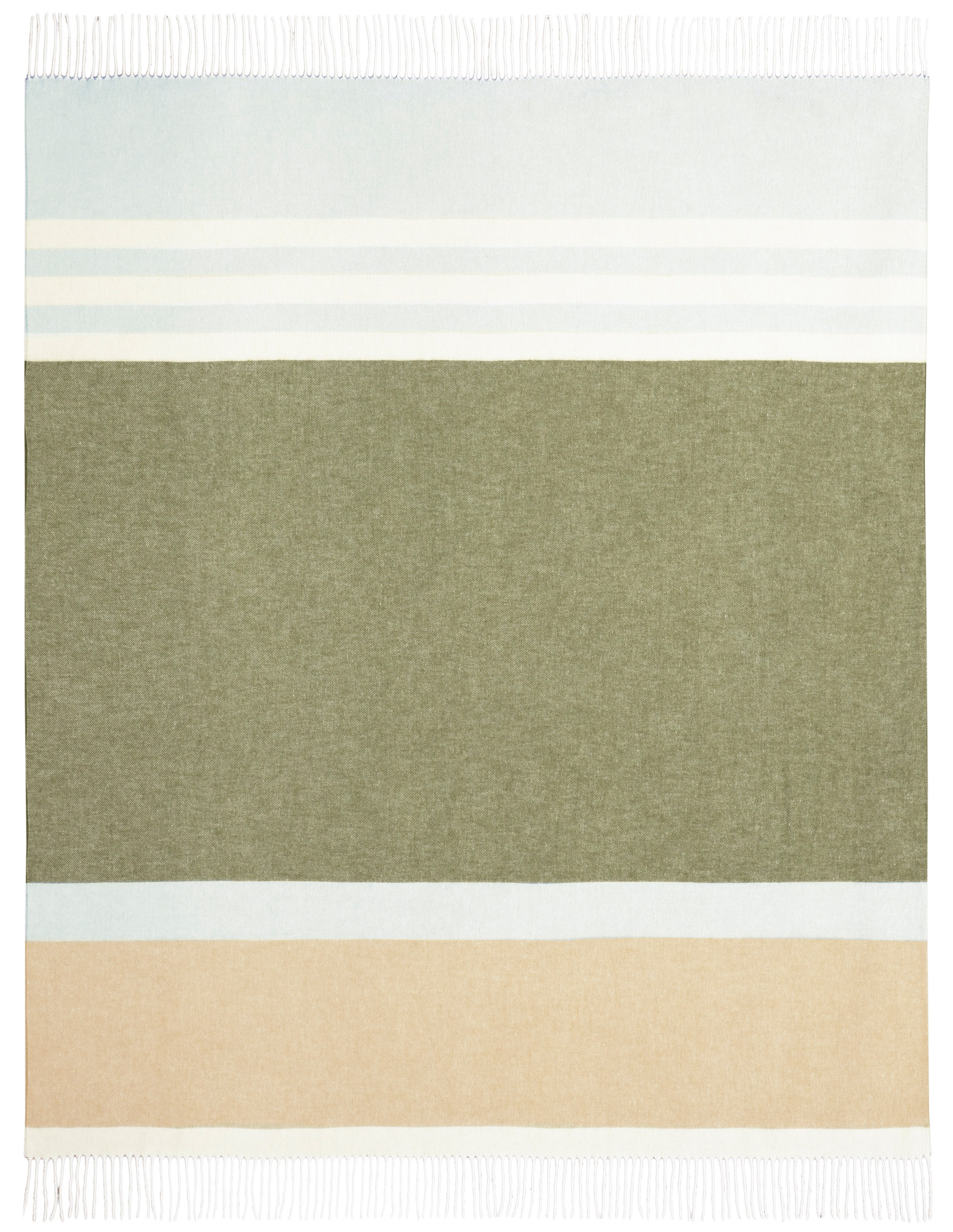 Shop Blanket plaid | The - Biederlack - blockstripes Sofa Couchdecken.de olive