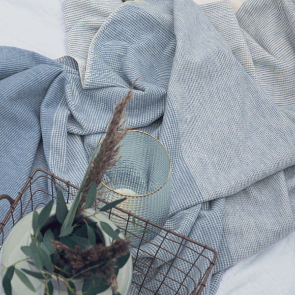 Ibena cotton blanket - Salerno blue